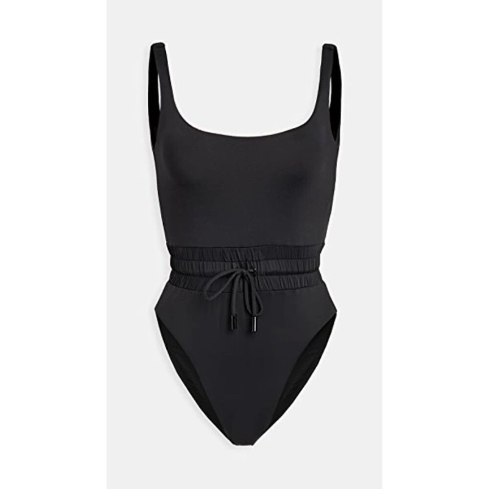 EUC Good American Waist framer drawstring one-piece swimsuit - medium - black